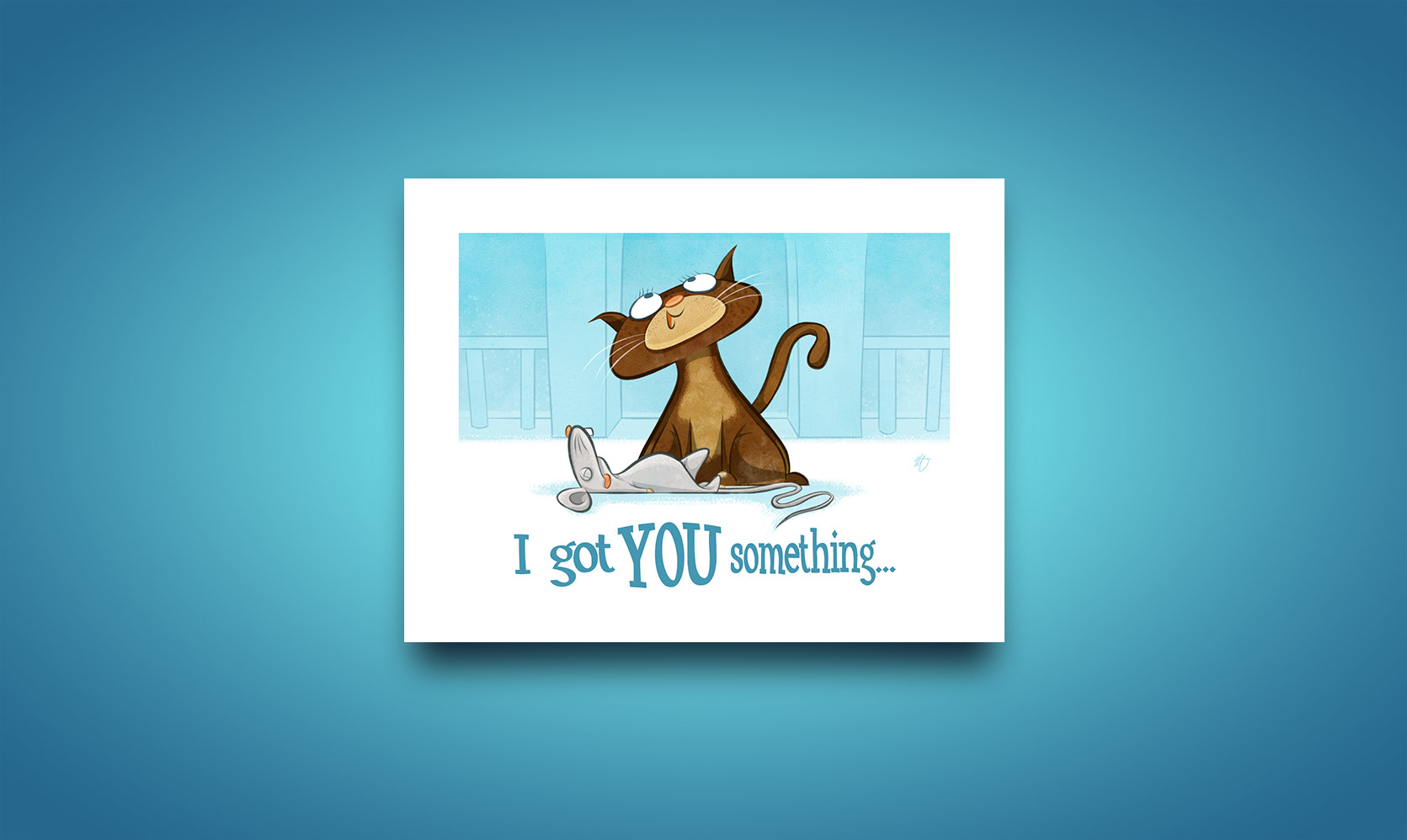 I got you something – Greeting card design available on Etsy