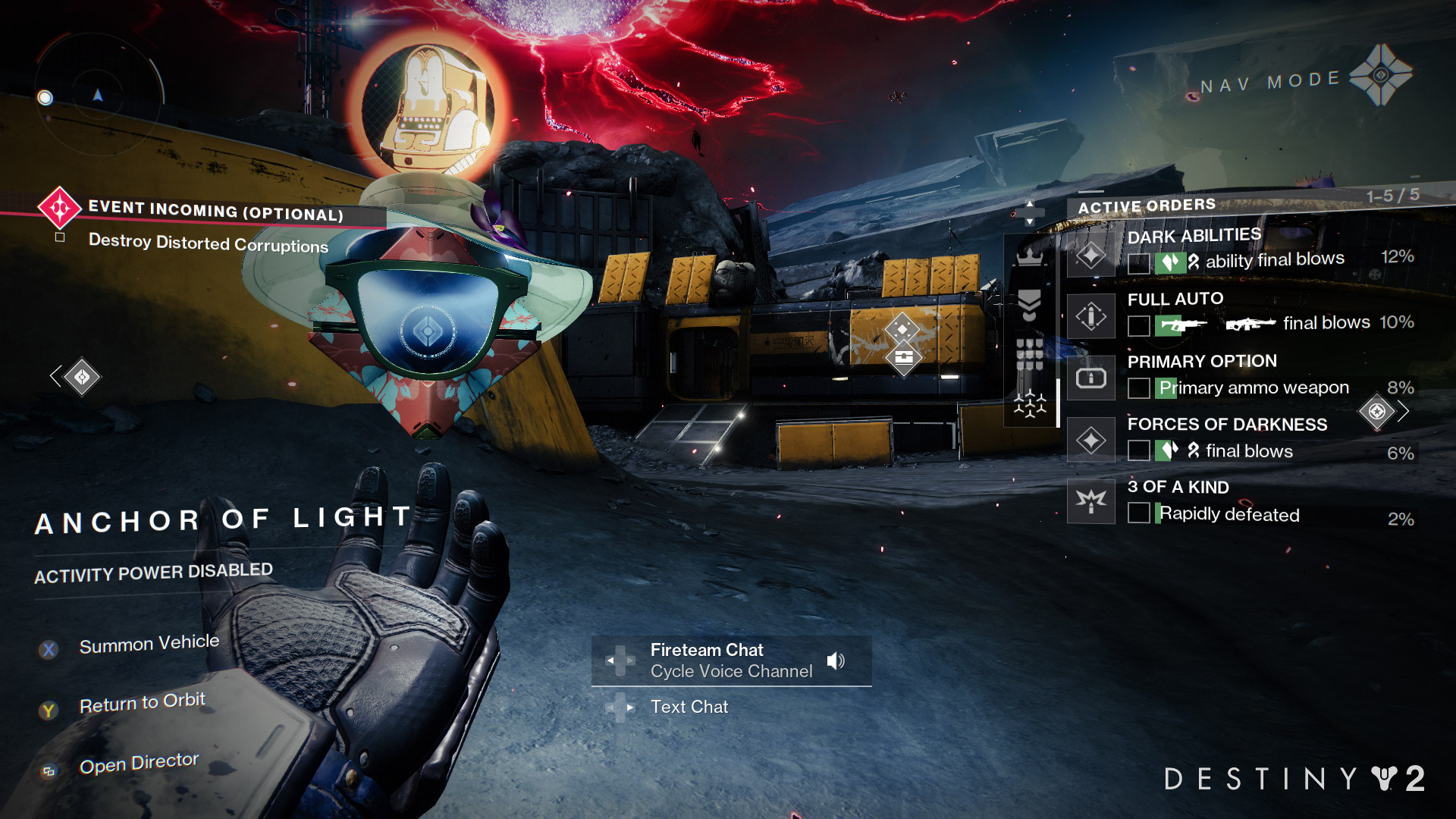 Destiny 2 - Notification: Orders HUD Display