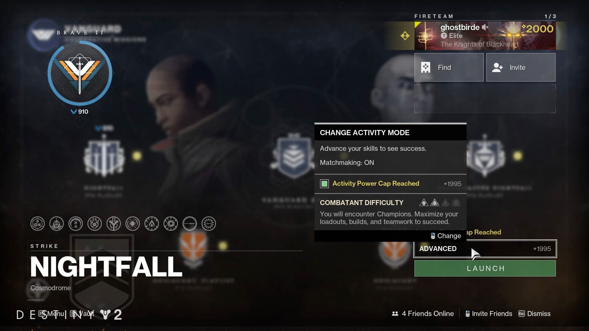 Destiny 2 - Activity Launch: Power and Difficulty Communication
